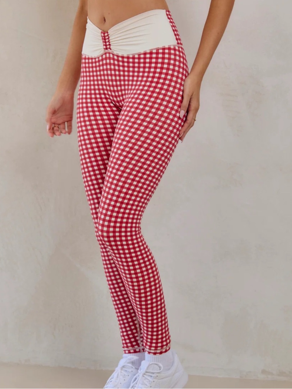Red Gingham Workout Leggings